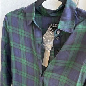 NWT J. Crew Navy and Green Blackwatch Tartan
